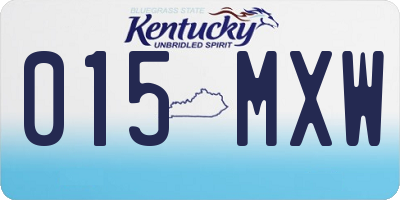 KY license plate 015MXW