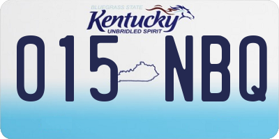KY license plate 015NBQ