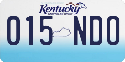 KY license plate 015NDO