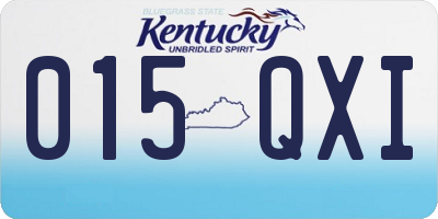 KY license plate 015QXI