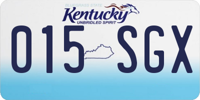 KY license plate 015SGX