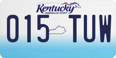 KY license plate 015TUW