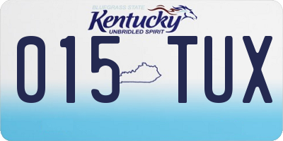KY license plate 015TUX