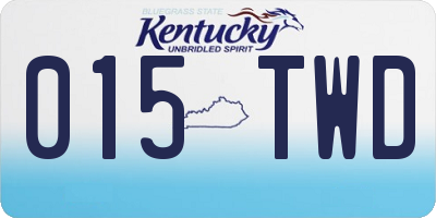 KY license plate 015TWD