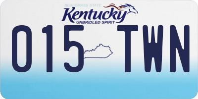 KY license plate 015TWN
