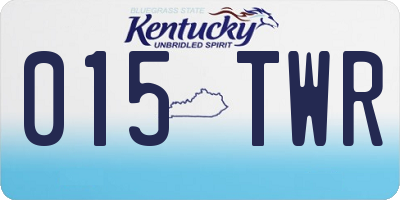 KY license plate 015TWR