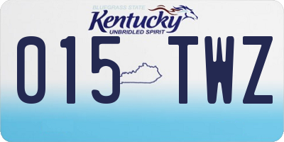 KY license plate 015TWZ