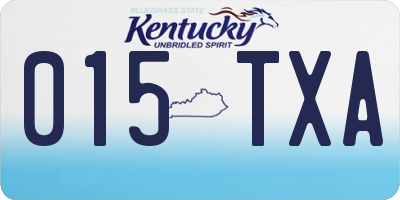 KY license plate 015TXA