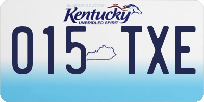 KY license plate 015TXE