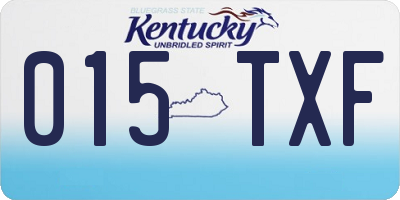 KY license plate 015TXF