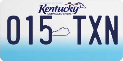 KY license plate 015TXN