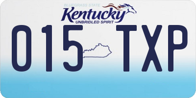 KY license plate 015TXP