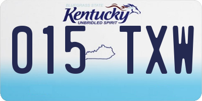 KY license plate 015TXW