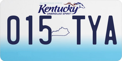 KY license plate 015TYA