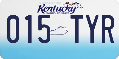 KY license plate 015TYR