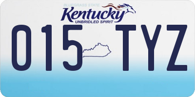 KY license plate 015TYZ