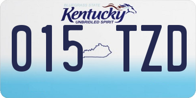 KY license plate 015TZD