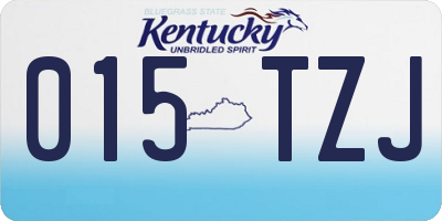 KY license plate 015TZJ