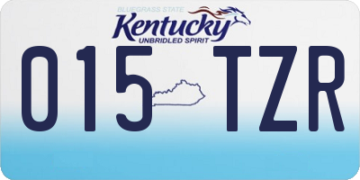 KY license plate 015TZR