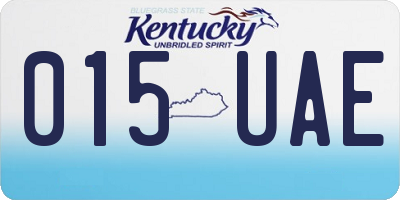 KY license plate 015UAE