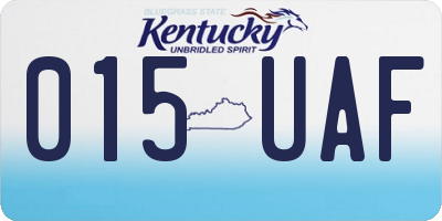 KY license plate 015UAF