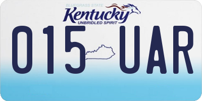 KY license plate 015UAR