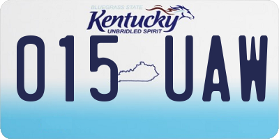 KY license plate 015UAW