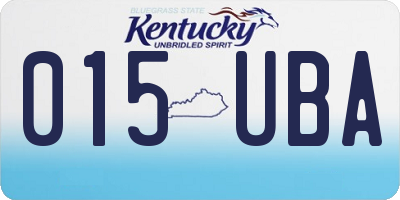 KY license plate 015UBA