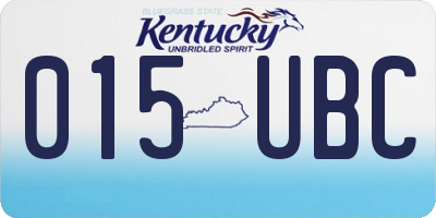 KY license plate 015UBC