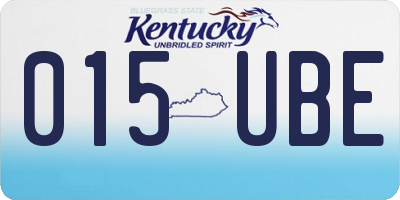 KY license plate 015UBE