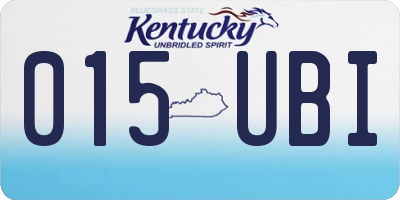 KY license plate 015UBI