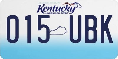 KY license plate 015UBK