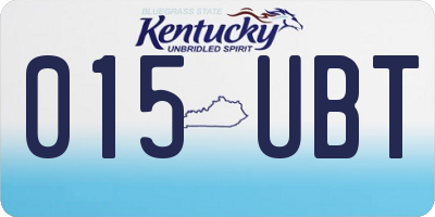 KY license plate 015UBT
