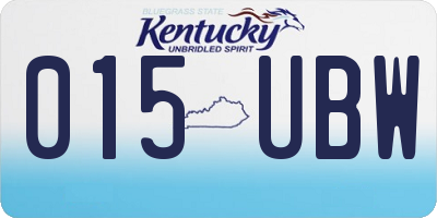 KY license plate 015UBW