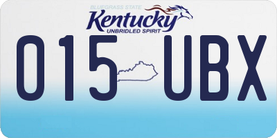 KY license plate 015UBX