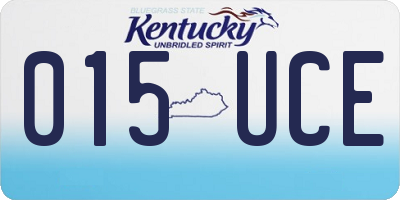 KY license plate 015UCE