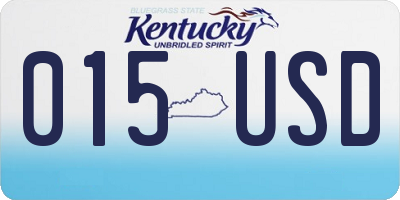 KY license plate 015USD