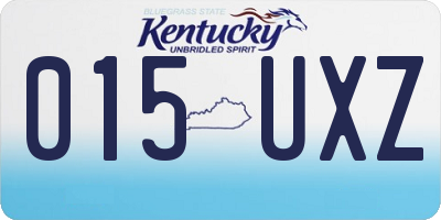 KY license plate 015UXZ