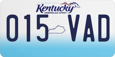 KY license plate 015VAD