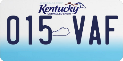 KY license plate 015VAF