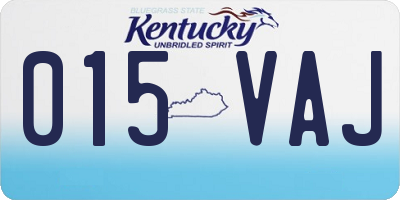 KY license plate 015VAJ