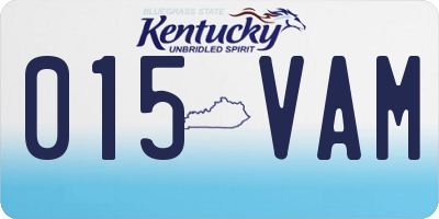 KY license plate 015VAM