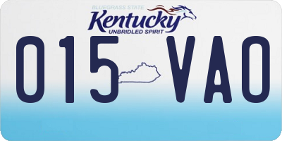 KY license plate 015VAO