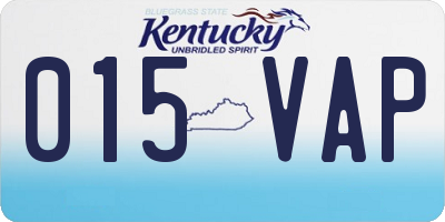 KY license plate 015VAP