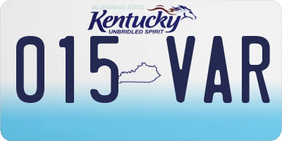 KY license plate 015VAR