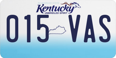 KY license plate 015VAS