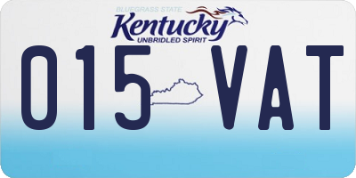 KY license plate 015VAT
