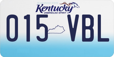 KY license plate 015VBL