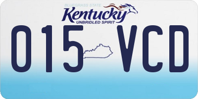 KY license plate 015VCD