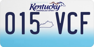 KY license plate 015VCF
